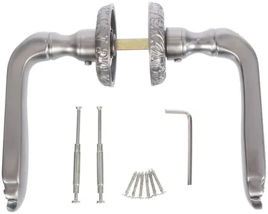 фото Ручка дверная на розетке LOUVRE SM/HD AS-3, цвет античное серебро