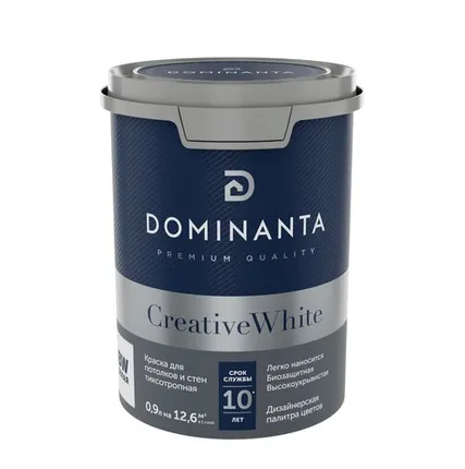 Фото №0 DOMINANTA CreativeWhite / ДОМИНАНТА КреативВайт краска для потолков и стен тиксотропная, глубокомат.