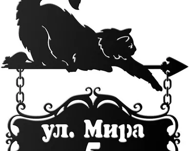 фото Адресная табличка с подложкой Кот