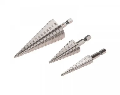 фото Набор ступенчатых сверл, 4-12,4-20,4-32мм, HSS-TiN, ТИТАН, 3 шт.