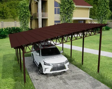 фото Односкатный навес №31 из металлочерепицы 5,9х6,3 м