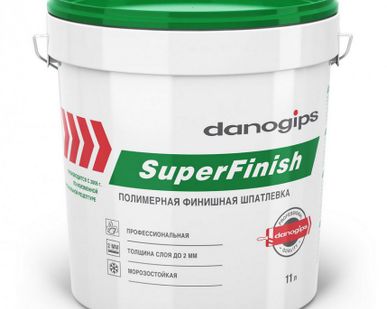 фото Шпатлевка финишная DANOGIPS SuperFinish, белая полимерная 11л (18,1кг)