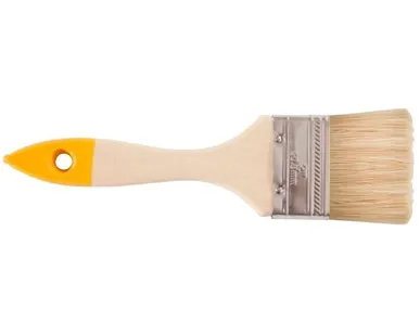 фото Кисть плоская "Hobby" 2" (50мм) натуральная светлая щетина, деревянная руко