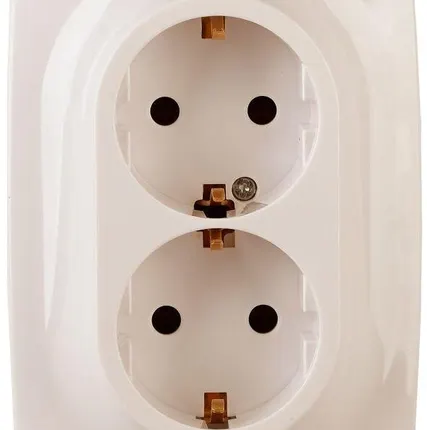 Фото №0 Розетка 2-м СП Эра12 12-2106-02 16А IP20 16AX 250В 2х2P+E Schuko сл. кость Эра Б0031229