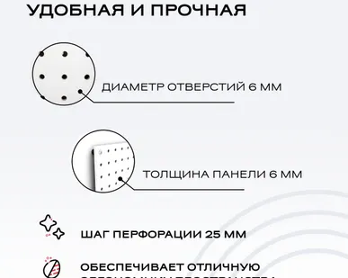 фото Перфи-панель PE6 600х400, белая