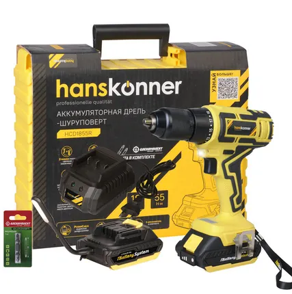Фото №0 Аккумуляторный шуруповерт Hanskonner HCD1855R 1BatterySystem
