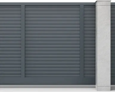 фото Откатные ворота р-профиль горизонтальные серый антрацит 3000х2000 мм