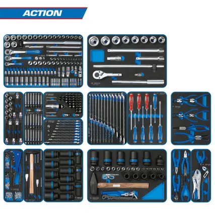 Фото №6 Набор инструментов 327 предметов, quot;ACTION quot;, для тележки, 15 ложементов KING TONY 934-327MRVD