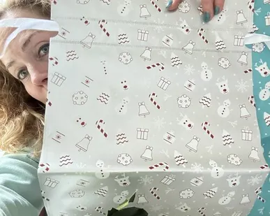 фото Пакет новогодний 42х29 см серебрянный