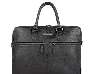 фото Деловая кожаная сумка Кембридж TJ COLLECTION YB 7468014 BLK