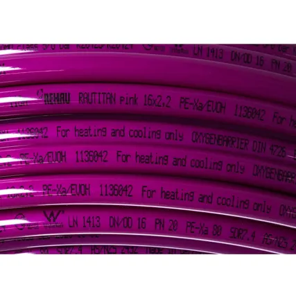 Фото №2 Труба PEXa 20*2.8 REHAU RAUTITAN Pink PLUS (120 м) лиловая с кислородным барьером