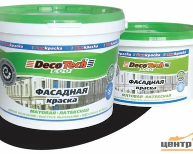 фото Краска ВД фасадная матовая латексная DecoTech Eco 14кг