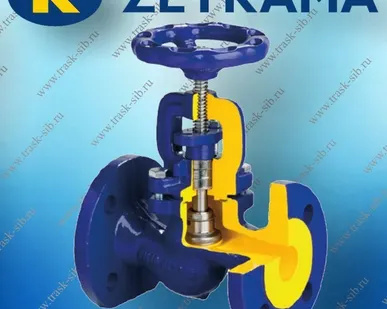 фото Вентиль запорный Zetkama 215A DN015, PN16, Чугун, Ф/Ф, Тmax=300°C