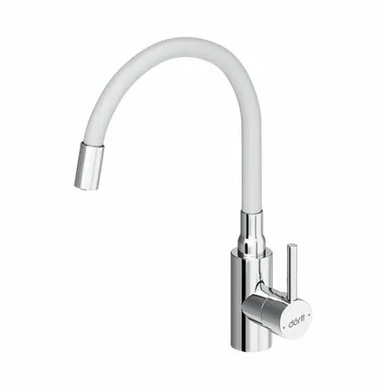 Фото №0 смеситель для кухни DORFF Logic гибкий нержавейка белый