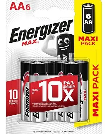 Фото №0 Элемент питания алкалиновый MAX LR6/316 BL6 (6/72) (блист.6шт) Energizer E301533801