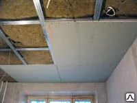 Фото №0 Монтаж гипсокартона на каркаса потолка одноуровневого,м2