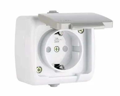 фото Розетка 1-м ОП Мурманск 16А с защ.кр. защ.шт. с заз. IP54 сер. EKF