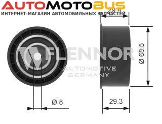 Фото №0 Паразитный / Ведущий ролик, зубчатый ремень FLENNOR FU14102 Паразитный/Ведущий ролик зуб. рем. Lada 110, Opel