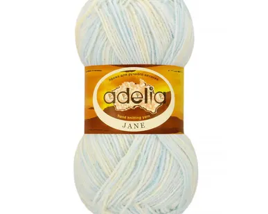 фото Пряжа ADELIA "JANE" 100% акрил 50 г 227 м №01 белый-бл.голубой