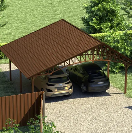 Фото №0 Двускатный навес №20 из металлочерепицы 6,5х6,3 м