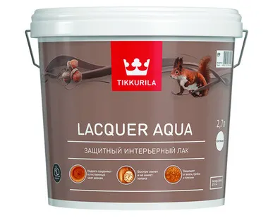 фото Лак интерьерный полуглянцевый Lacquer Aqua (Лак Аква) TIKKURILA 2,7 л бесцветный (база EP)