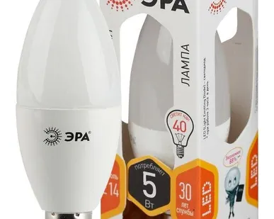 фото Лампа светодиодная B35-5w-827-E14 свеча 400лм ЭРА Б0018871