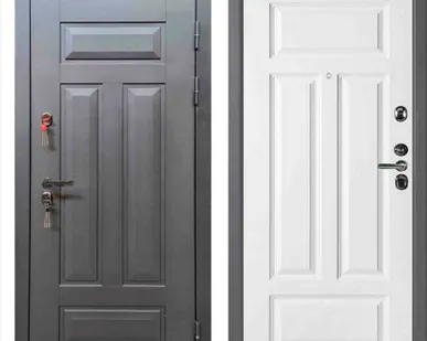 фото СЕЙФ-ДВЕРИ ЦЕФЕЙ 5-ТЕРМО RAL 7035+Муар SHARA NIGHT/Софт графит 254