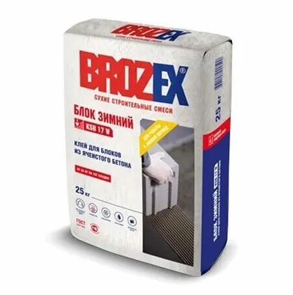 Фото №0 Клей для блоков из ячеистого бетона BROZEX KSB-17W БЛОК зима, 25 кг