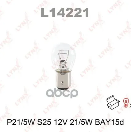 Фото №0 Лампа P21/5W 12V Bay15d LYNXauto арт. L14221
