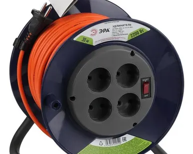 фото Удлинитель силовой RPx-4s-2x1.0-30m на пластик. катушке б/з 4гнезда 30м ПВС 2х1 Эра Б0046843