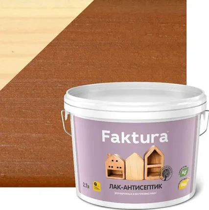 Фото №0 Дисма Лак-антисептик FAKTURA тик, ведро 2,7 л