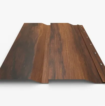 Фото №0 Сайдинг Металлический сайдинг «Корабельная доска» покрытие 3D мореный тик Россия, эконом, 0.4-0.45 мм