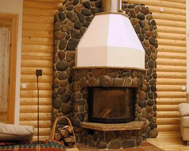 фото Декоративные камины из камня