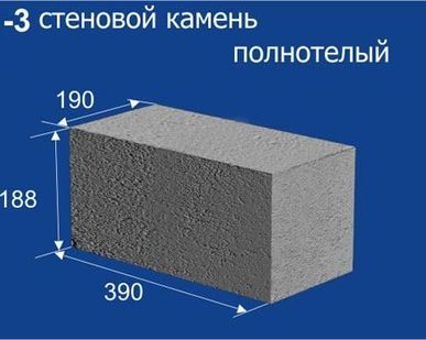 фото Керамзито блок стеновой полнотелый 390х190х188