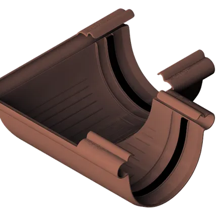 Фото №0 КОРИЧНЕВЫЙ Угол жёлоба 90* ПВХ колл. ЭЛИТ 8шт/уп АЛЬТА-ПРОФИЛЬ