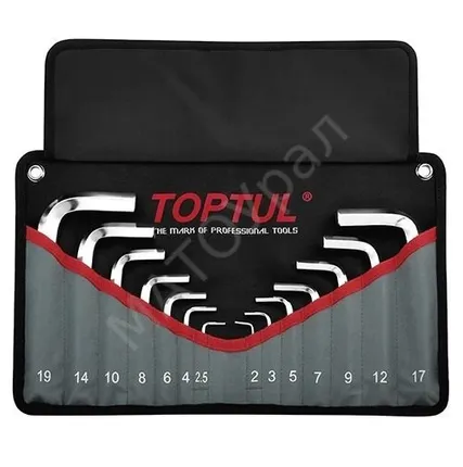 Фото №0 Набор крючей шестигр. 2-19мм 14шт (черное полотно) TOPTUL (GPAQ1401)