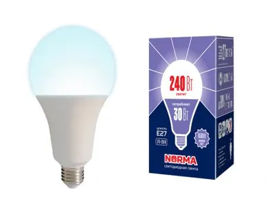 фото Лампа LED-A95-30W/6500K/E27/FR/NR Лампа светодиодная. Форма "A", матовая. Серия Norma. Дневной белый свет (6500K). Картон. ТМ Volpe