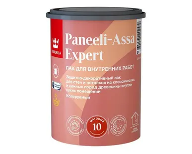 фото Лак для дерева Tikkurila Paneeli-Assa Expert (Панели-Ясся), акрилатный, матовый, база EP, 0,9 л