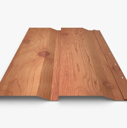 Фото №0 Сайдинг Металлический сайдинг «Корабельная доска» покрытие 3D свет Дерево Россия, 0.45-0.5 мм