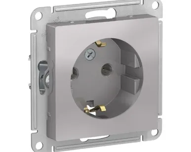 фото Schneider Electric Механизм розетки 1-м СП AtlasDesign 16А IP20 с заземл. алюм. ATN000343 Schneider Electric