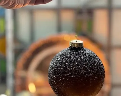 фото Шар елочный 8 см графитовый стекло