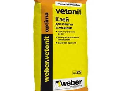 фото Клей Weber.Vetonit Optima для плитки и мозаики для внутренних работ 25 кг