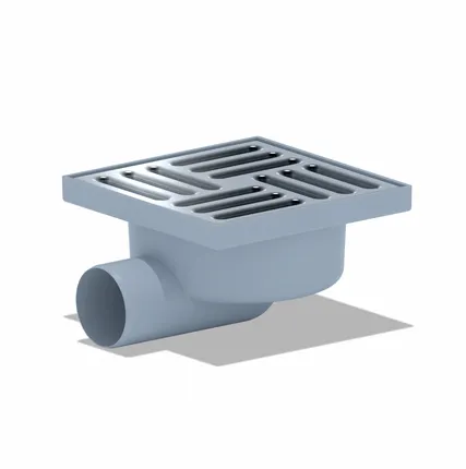 Фото №0 Трап для душа 50 (150*150) мм, горизонтальный, нержавеющая решетка, серый, АниПласт ТА5112