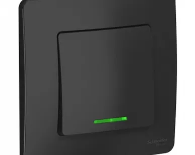 фото Schneider Electric Выключатель 1-кл. СП Blanca 10А IP20 250В с подсветкой антрацит BLNVS010116 Schneider Electric
