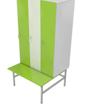 Фото №0 Шкаф-скамейка для раздевалок ЛДСП с тремя отсеками