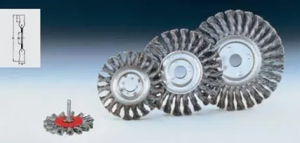 Фото №0 Щетки из закаленной стальной проволоки скрученной в виде жгута, для высокоскоростных угловых шлифмашин