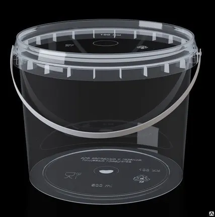 Фото №0 Ведро круглое 0,5 л с крышкой (с ручкой)