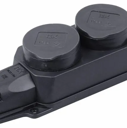 Фото №0 Розетка каучук 1-ф., 16A двухместная с защитными крыш...