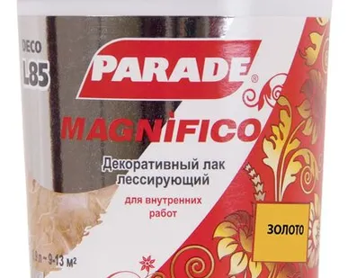 фото Лак PARADE Лак для декоративной отделки поверхностей PARADE L5 0,9 л глянцевый золото 0005762