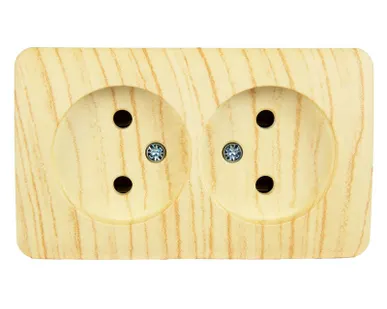 фото Розетка 2-м ОП VIOLA без заземл. беленый дуб LEZARD 751-5200-128